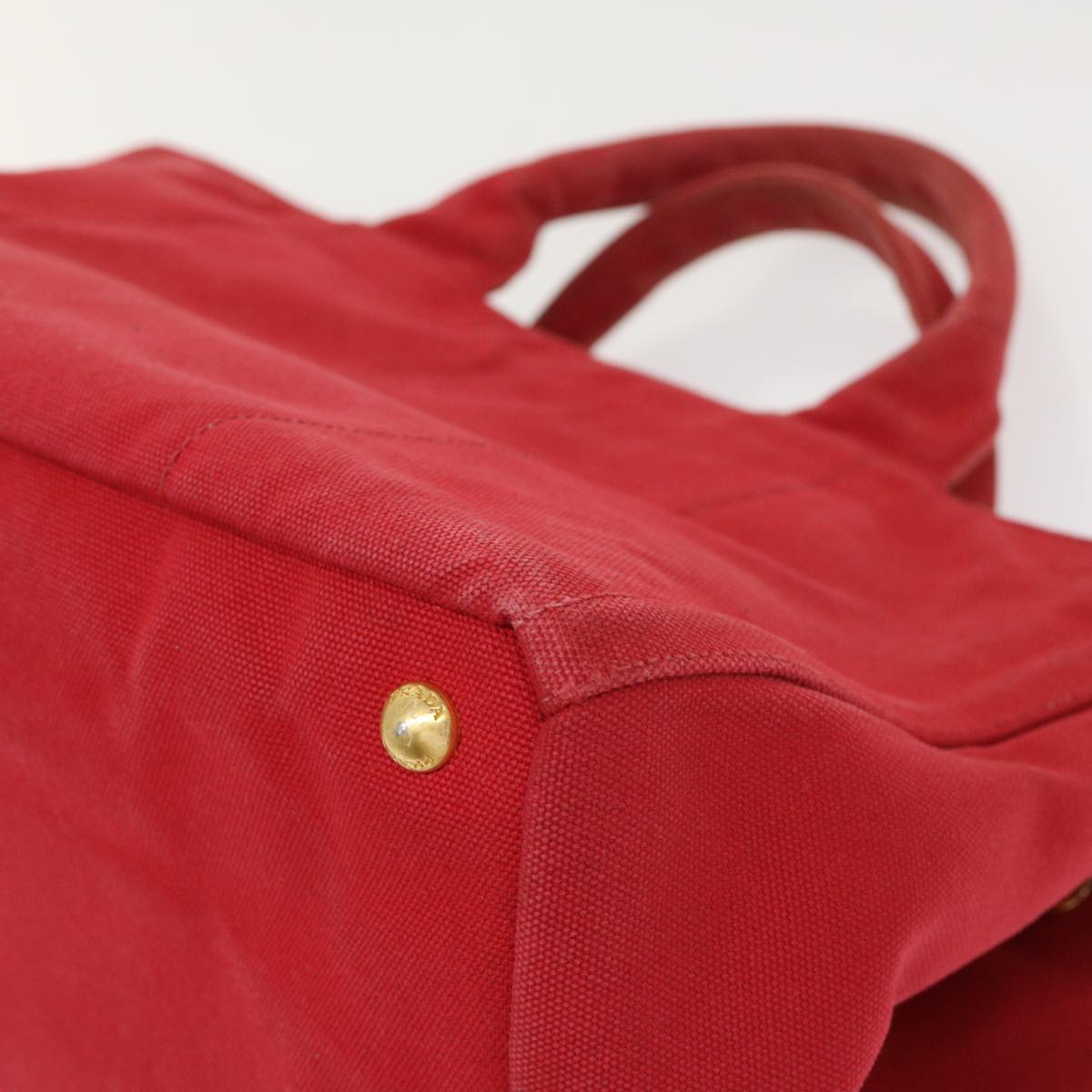 PRADA Bijoux Kanapa MM Hand Bag Canvas Red Auth 45828