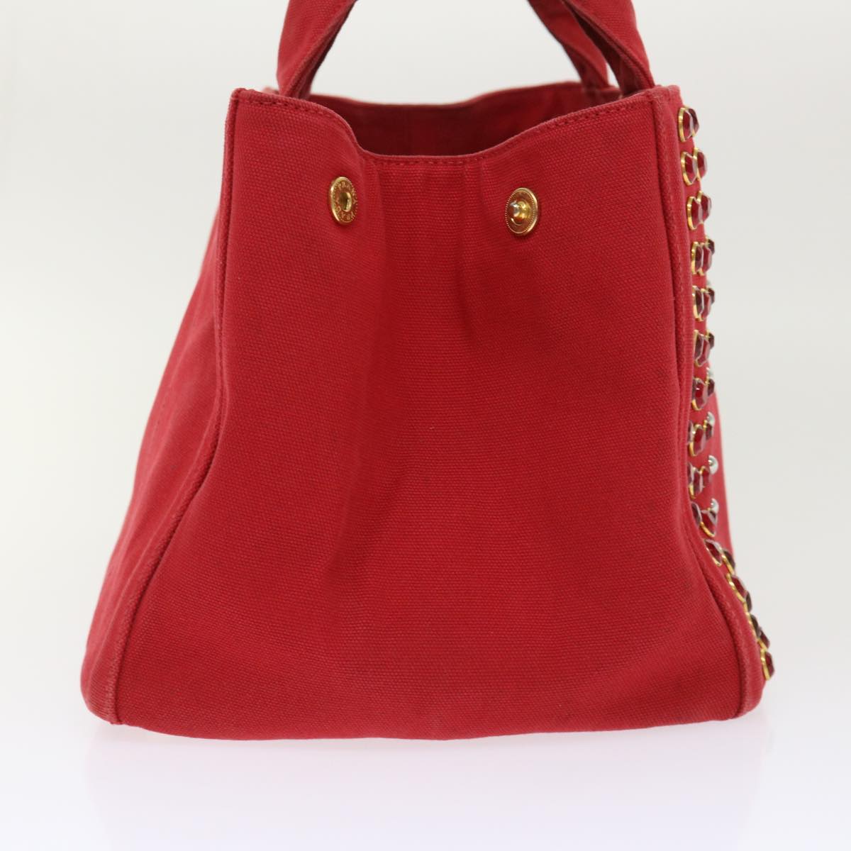 PRADA Bijoux Kanapa MM Hand Bag Canvas Red Auth 45828