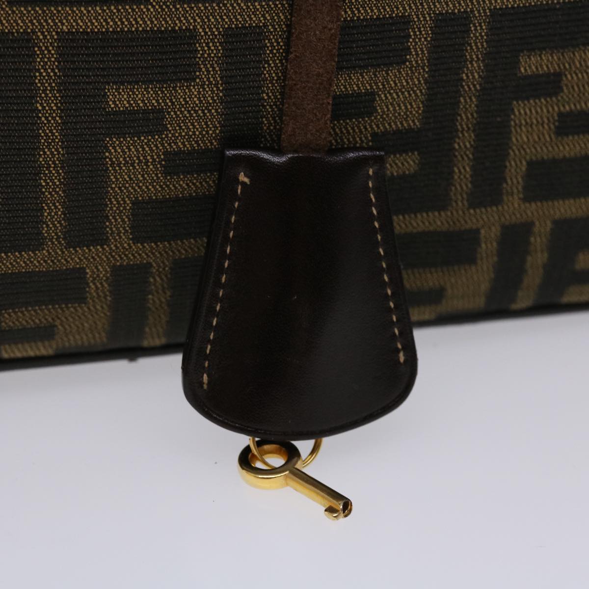 FENDI Zucca Canvas Hand Bag Black Brown 2111 26348 088 Auth 45832