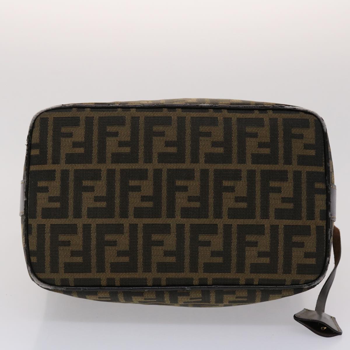 FENDI Zucca Canvas Hand Bag Black Brown 2111 26348 088 Auth 45832