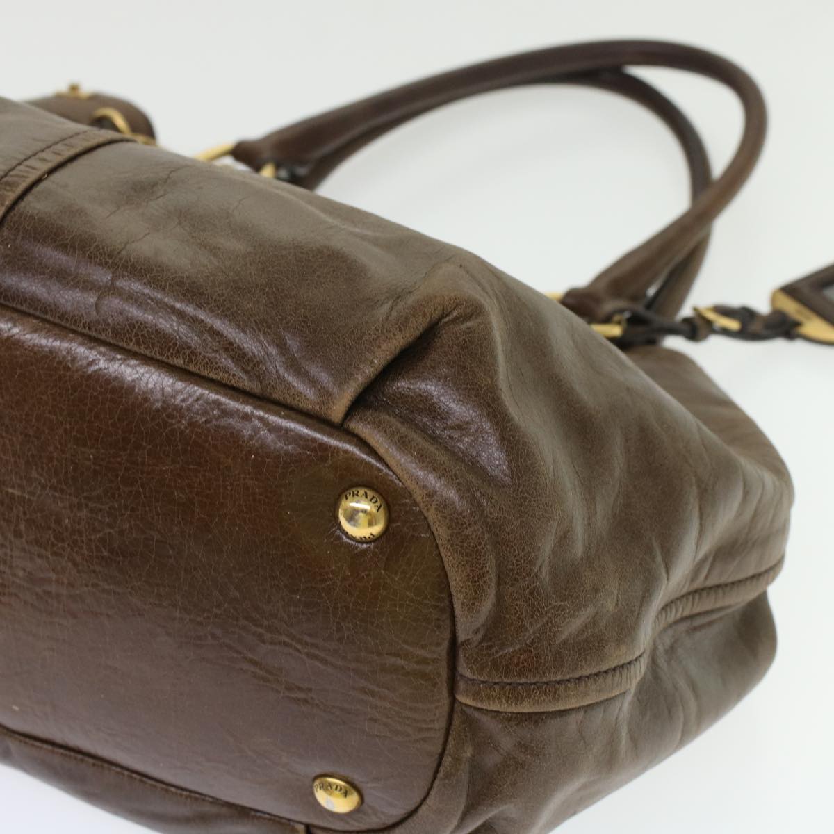PRADA Hand Bag Leather 2way Brown Auth 45865
