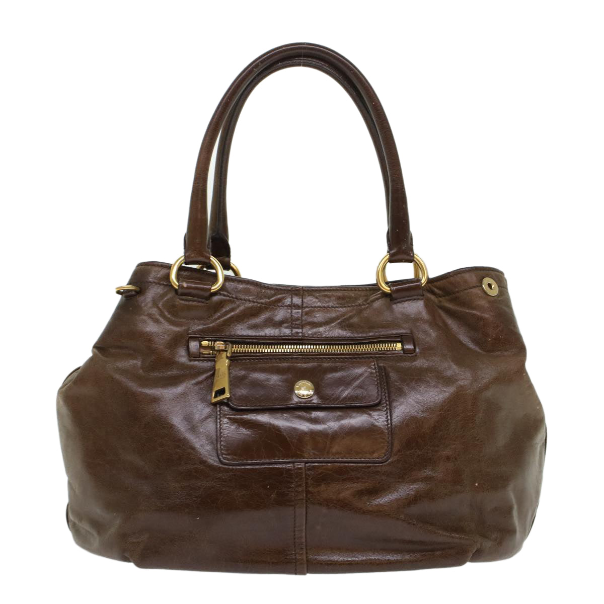 PRADA Hand Bag Leather 2way Brown Auth 45865 - 0