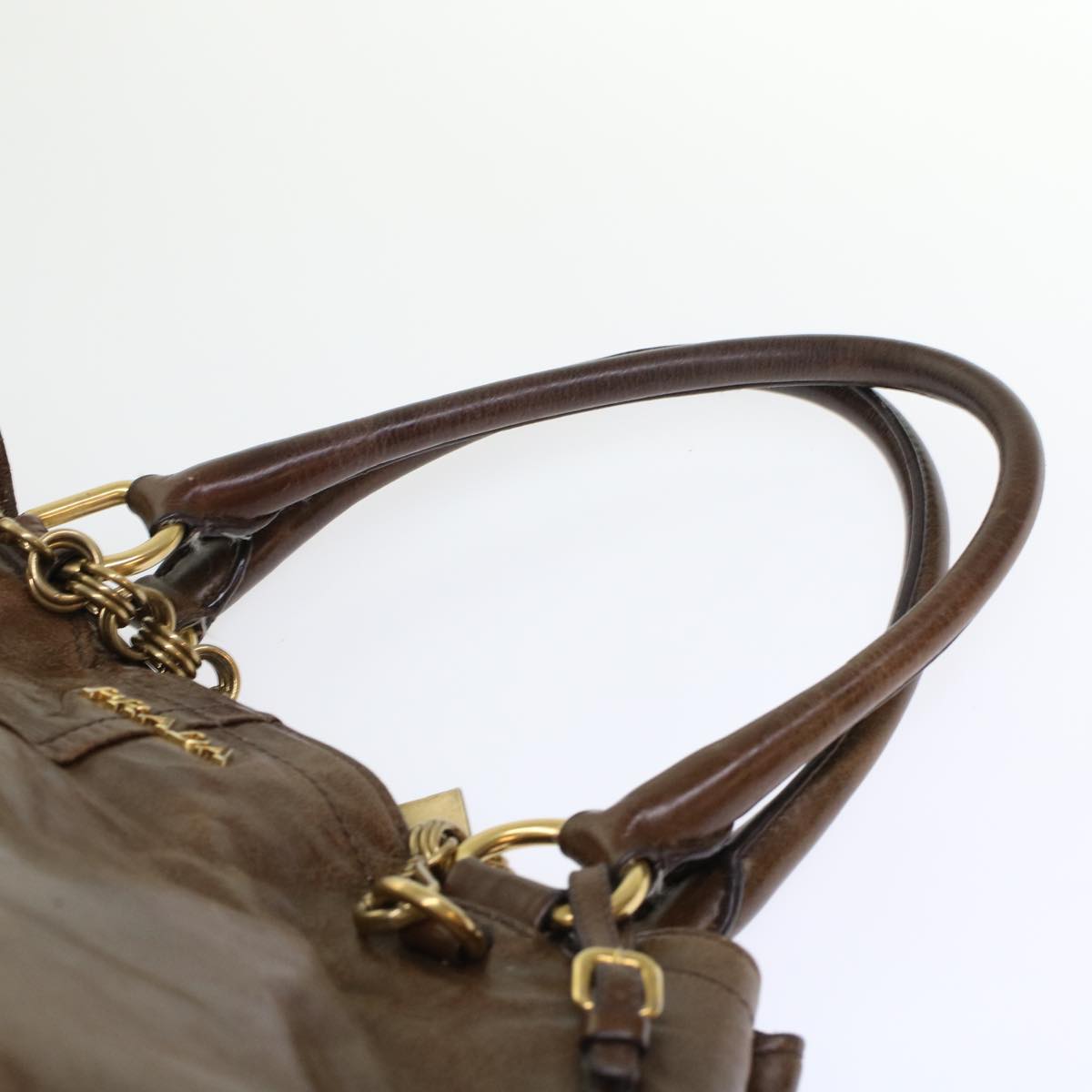 PRADA Hand Bag Leather 2way Brown Auth 45865