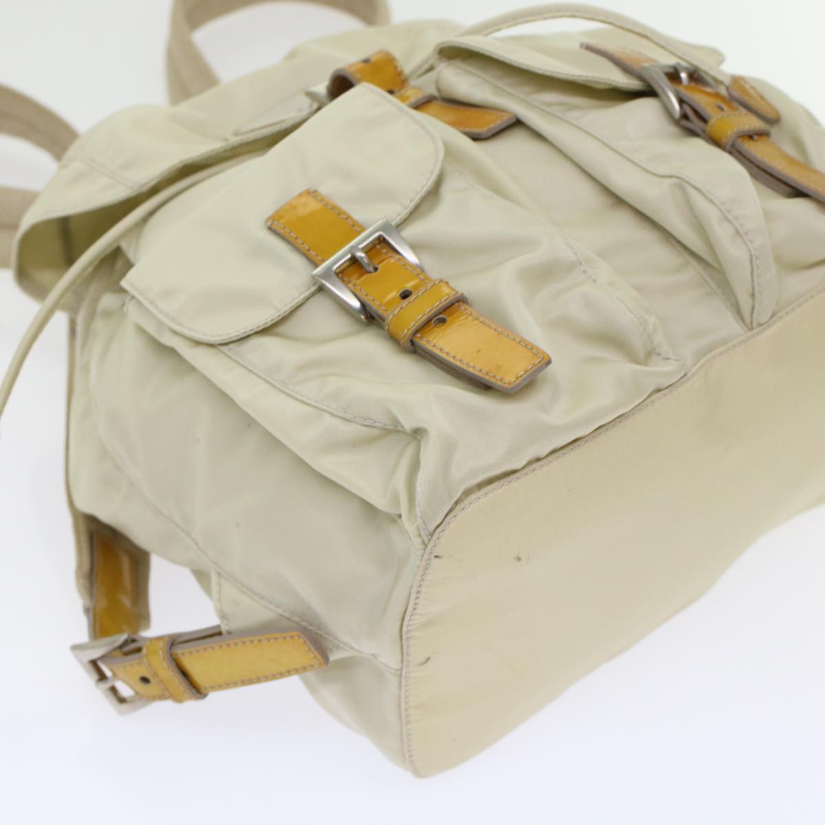 PRADA Backpack Nylon Beige Auth 45868