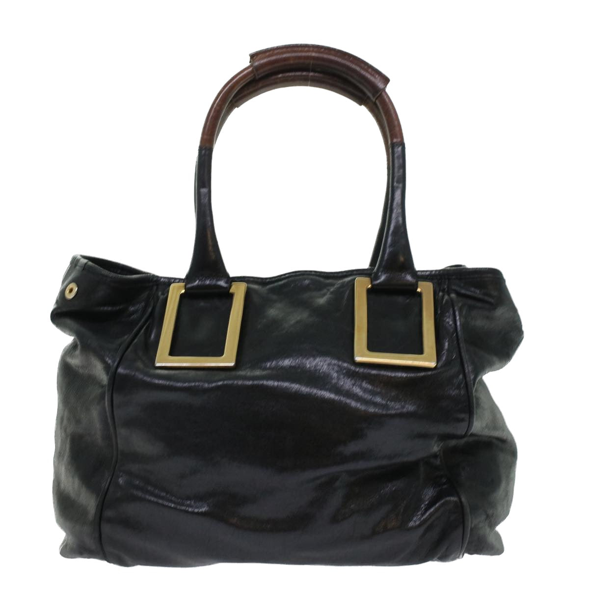 Chloe Etel Hand Bag Leather Black Brown Auth 45881