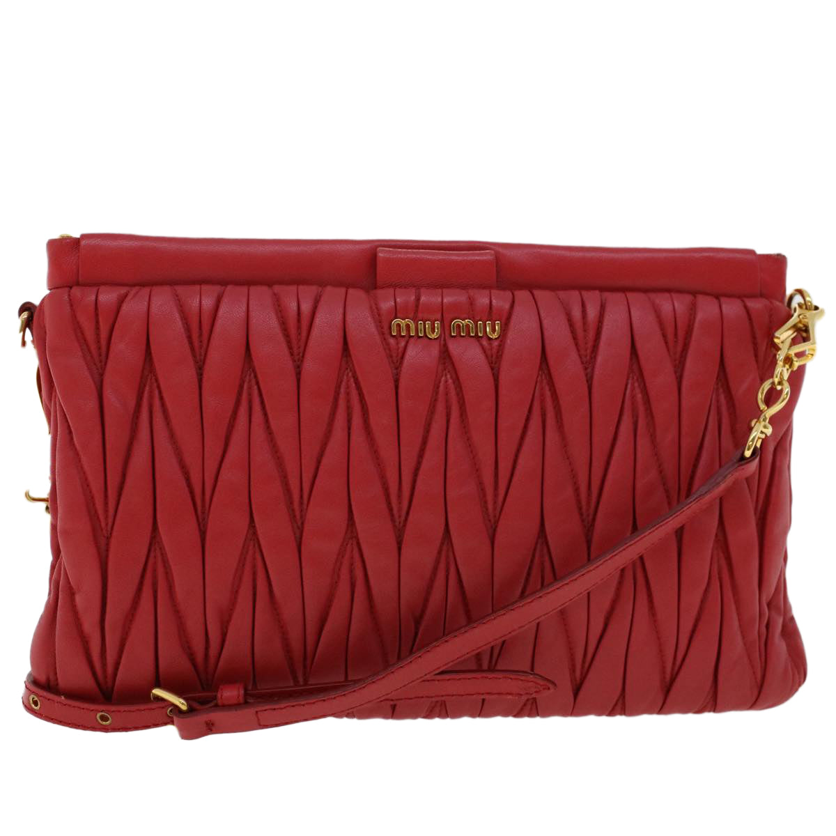 Miu Miu Shoulder Bag Leather Red Auth 45890