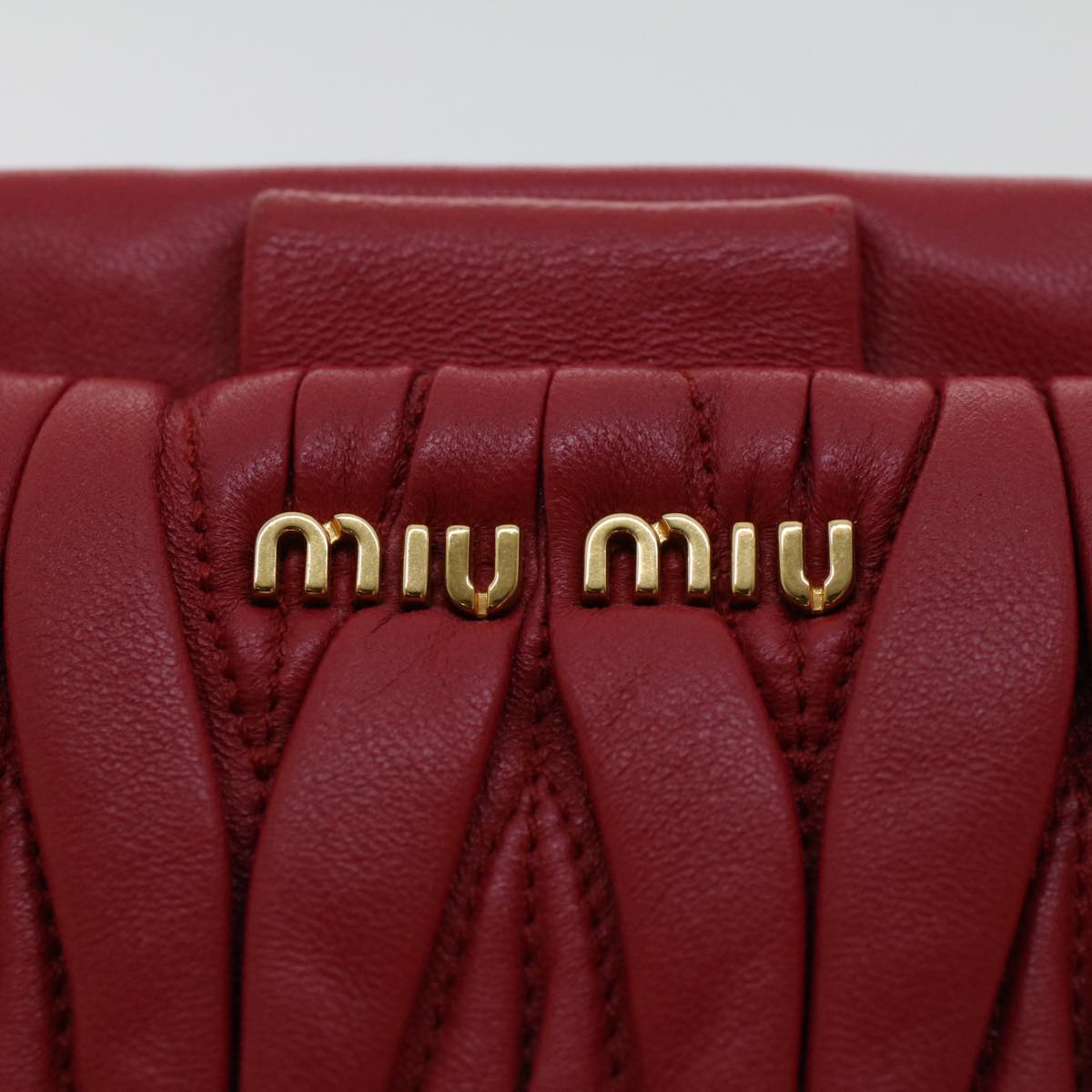 Miu Miu Shoulder Bag Leather Red Auth 45890