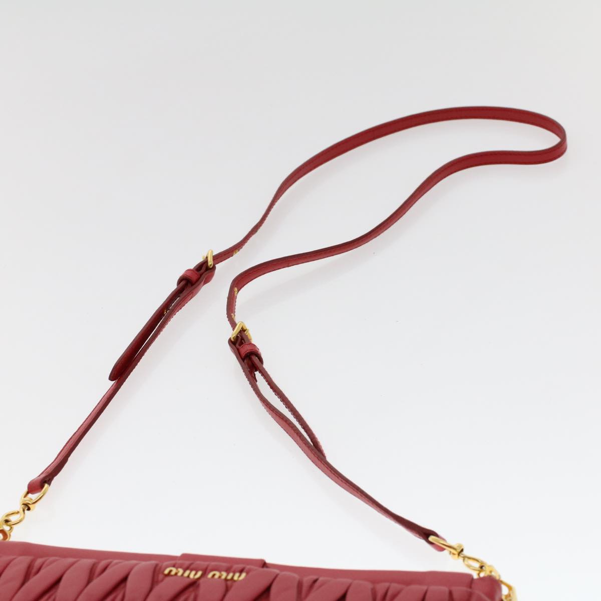 Miu Miu Shoulder Bag Leather Red Auth 45890