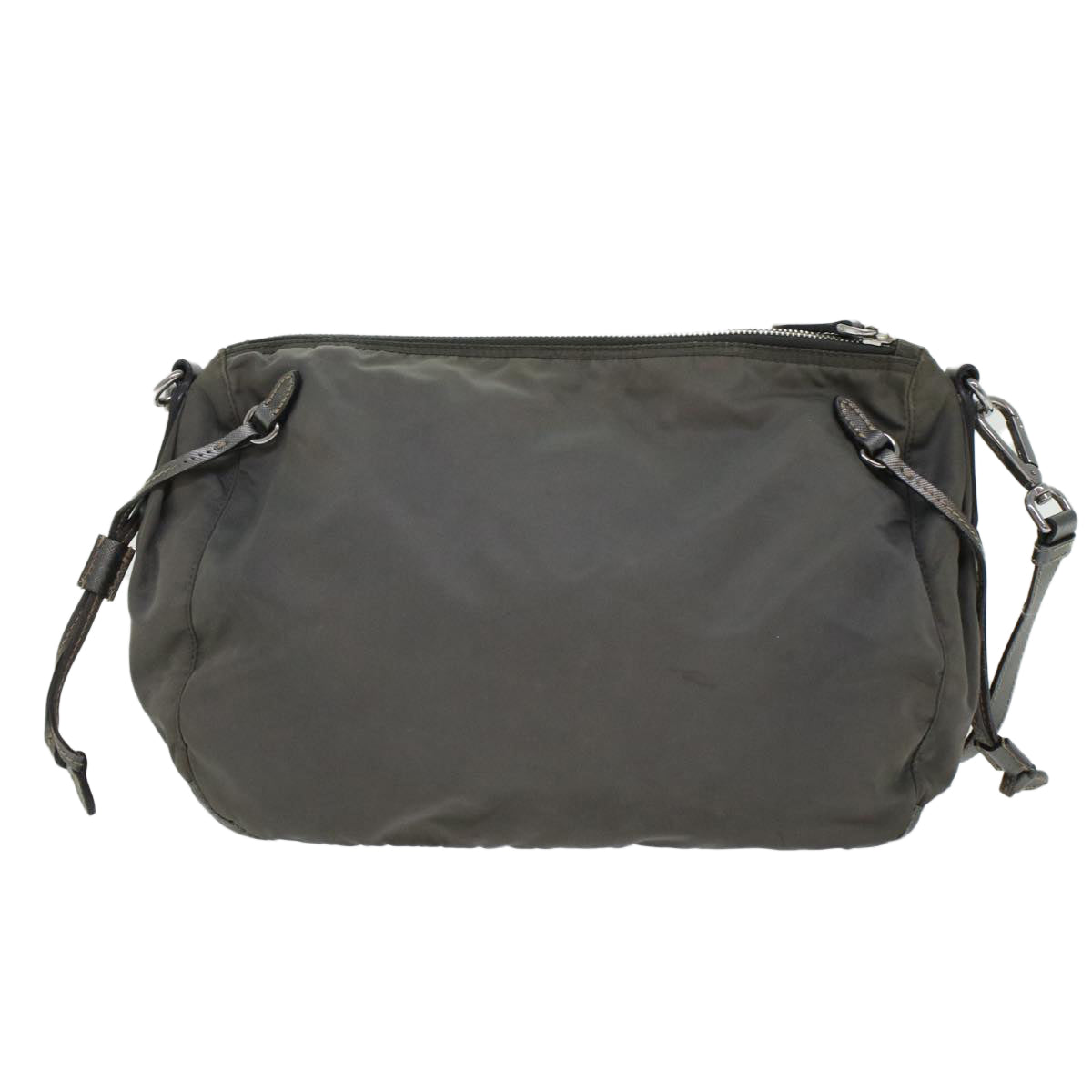 PRADA Shoulder Bag Nylon Leather Gray Auth 45901 - 0