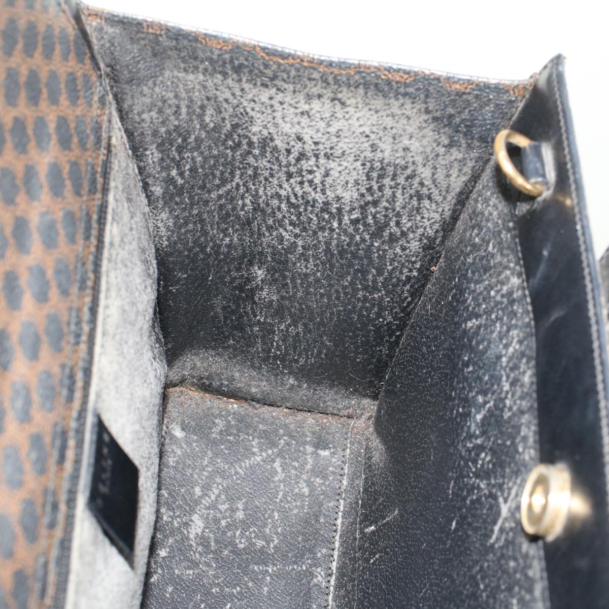 CELINE Macadam Canvas Hand Bag PVC Leather Black Auth 45906