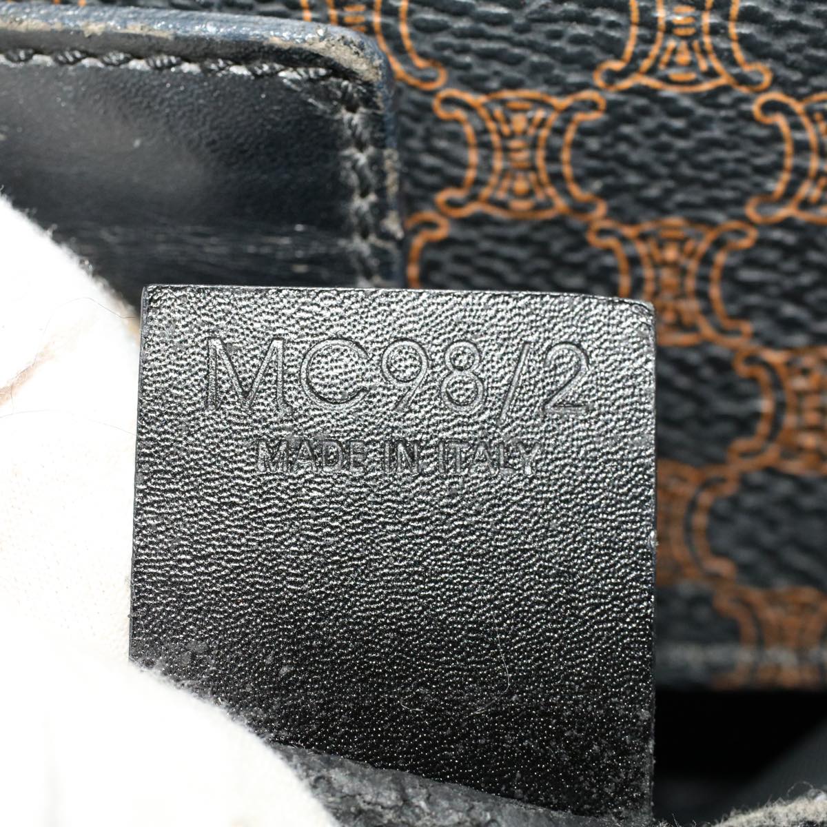 CELINE Macadam Canvas Hand Bag PVC Leather Black Auth 45906
