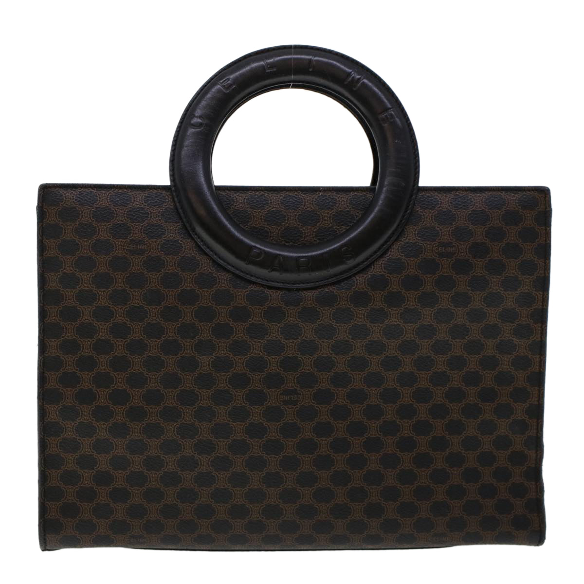 CELINE Macadam Canvas Hand Bag PVC Leather Black Auth 45906 - 0