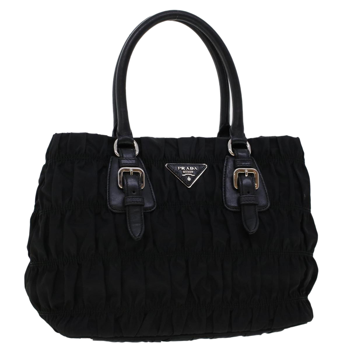 PRADA Hand Bag Nylon Black Auth 45915