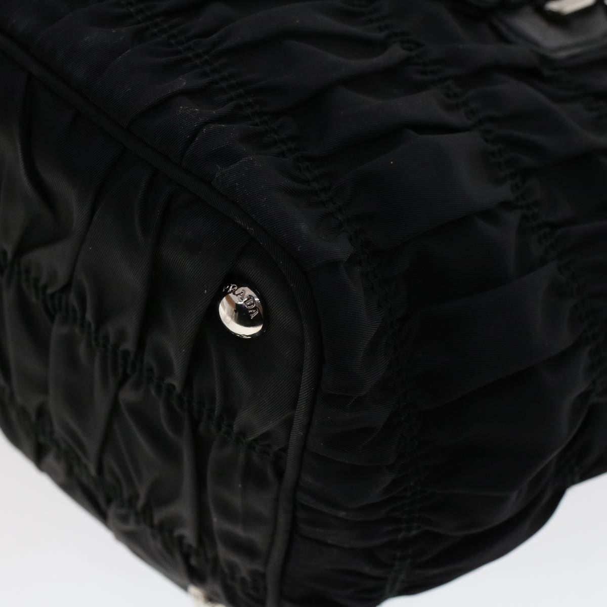 PRADA Hand Bag Nylon Black Auth 45915