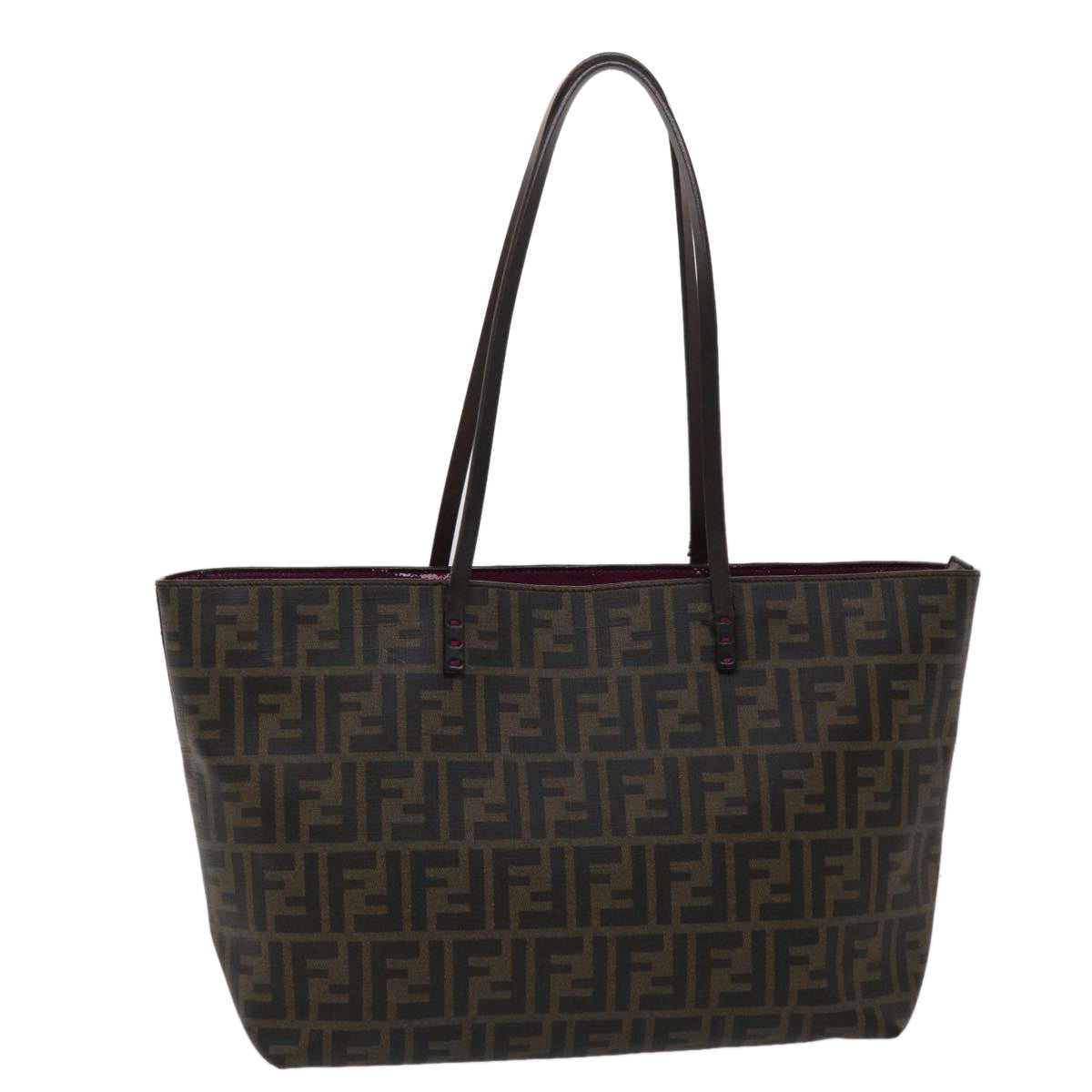 FENDI Zucca Canvas Tote Bag Black Brown Auth 45932