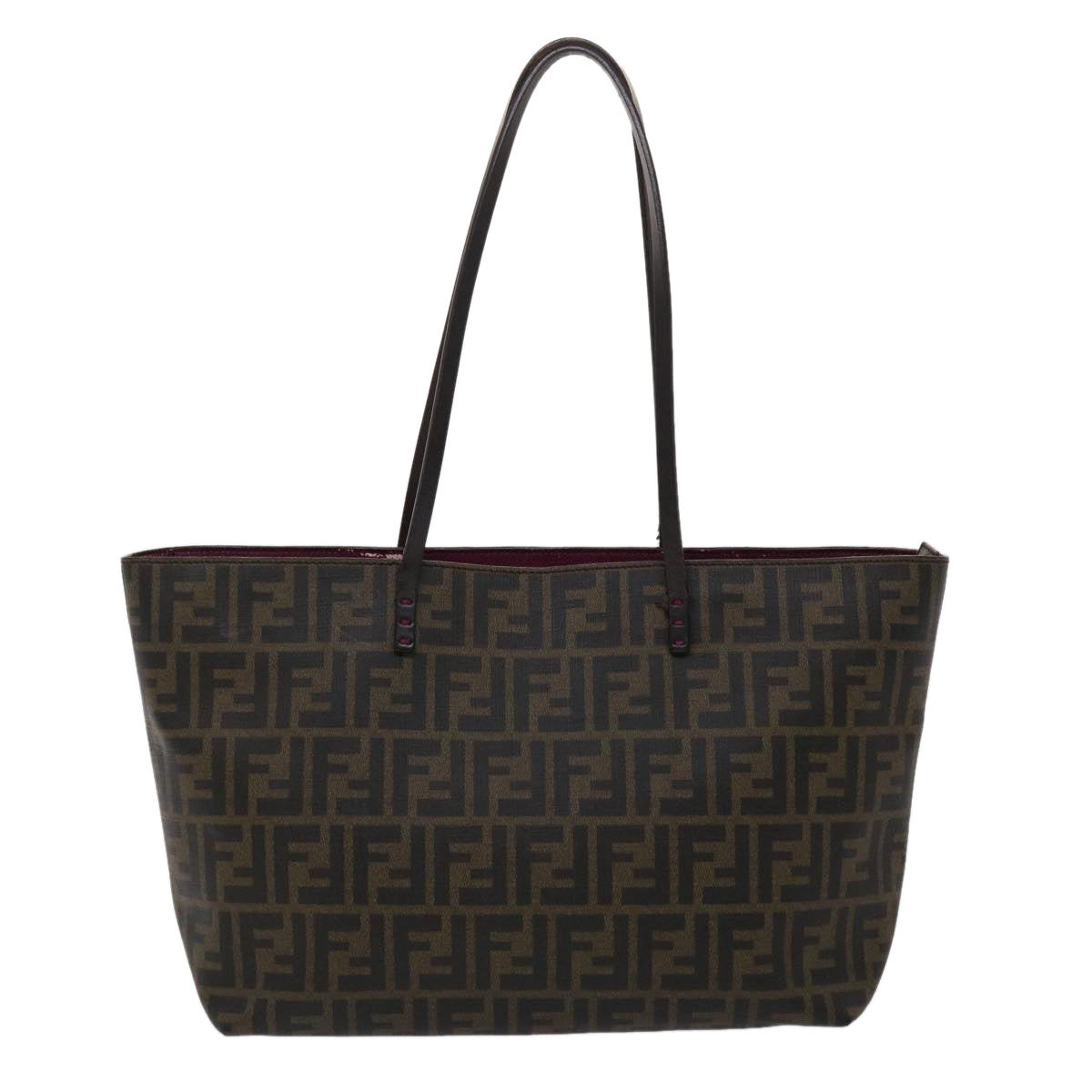 FENDI Zucca Canvas Tote Bag Black Brown Auth 45932