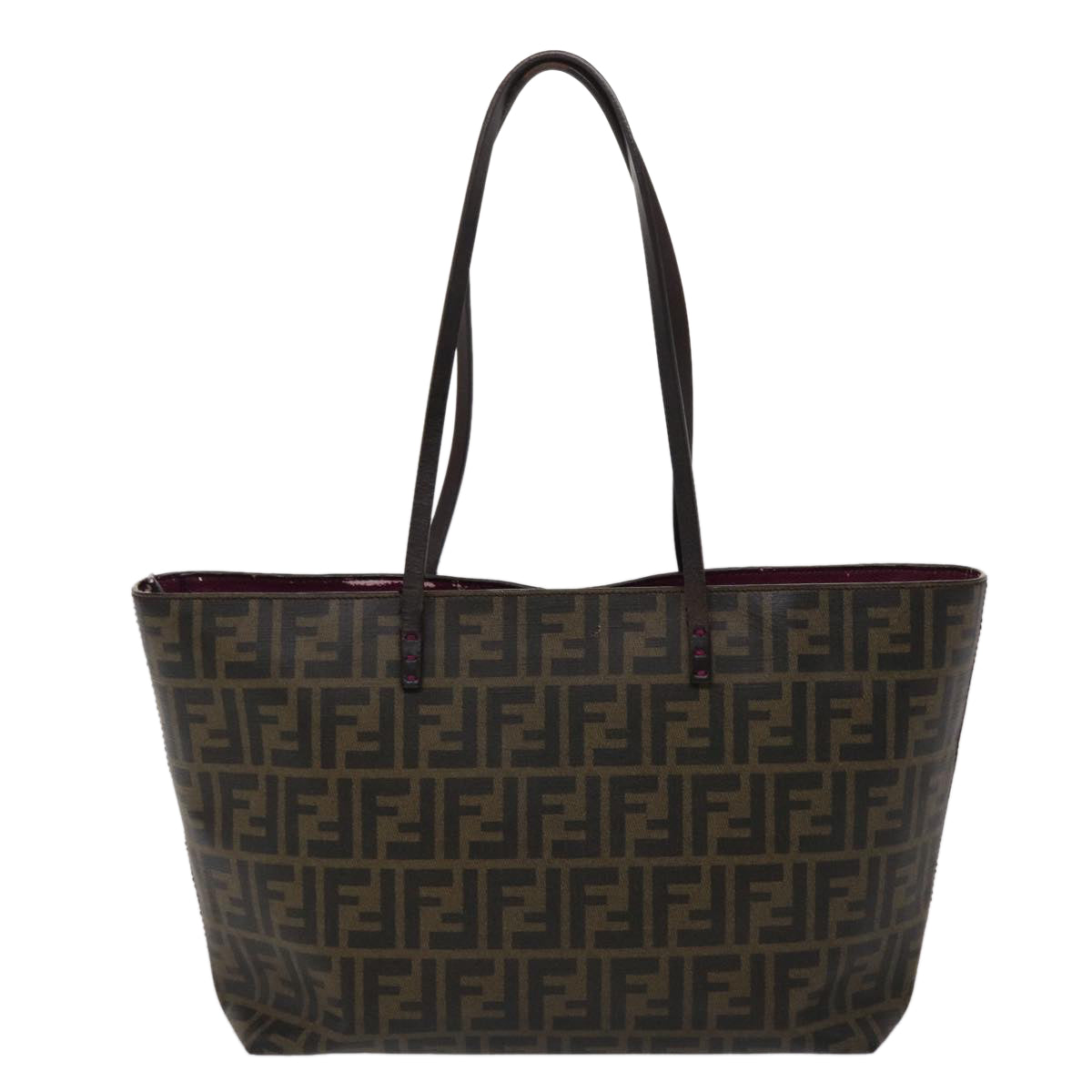 FENDI Zucca Canvas Tote Bag Black Brown Auth 45932 - 0