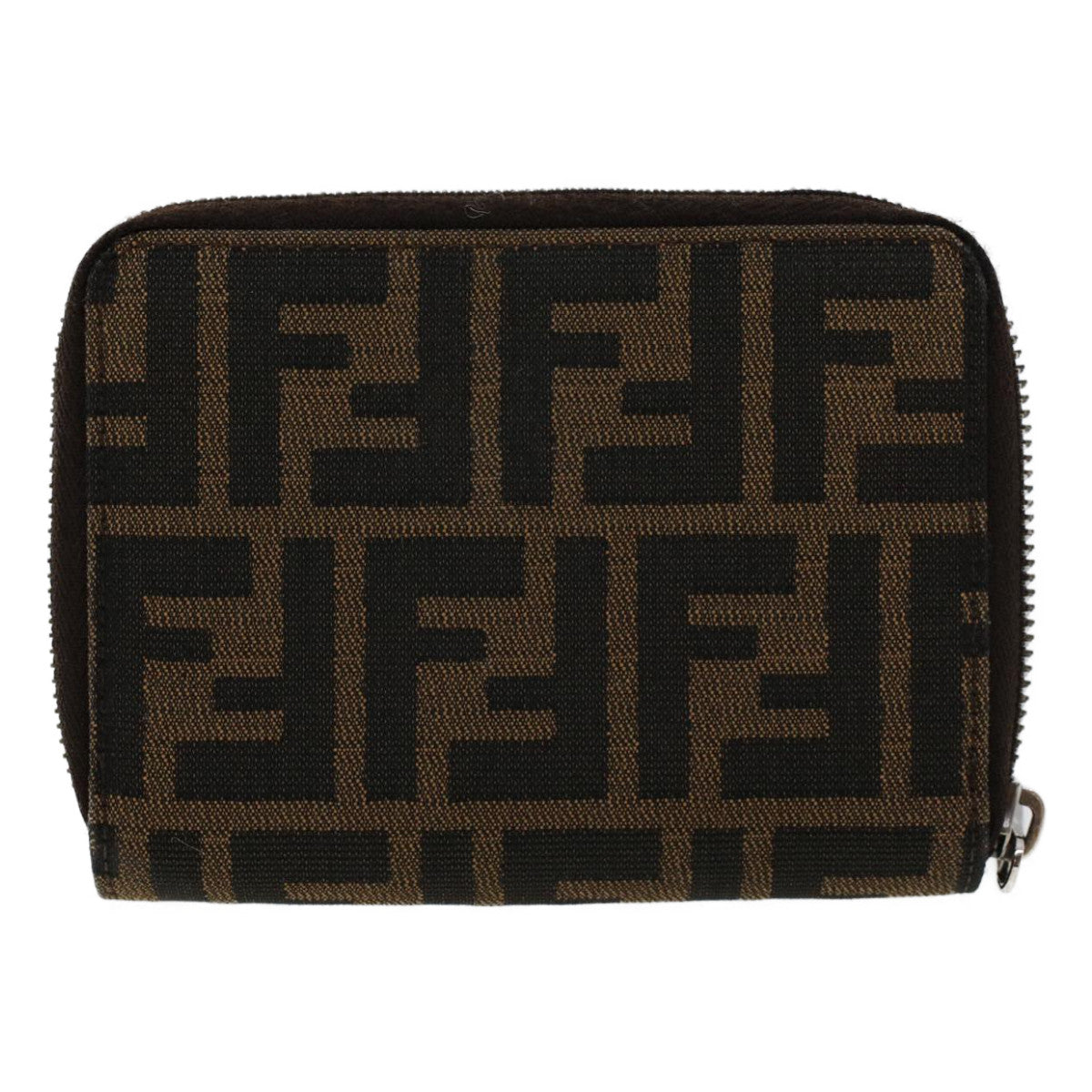 FENDI Zucca Canvas Wallet Black Brown Auth 45939 - 0