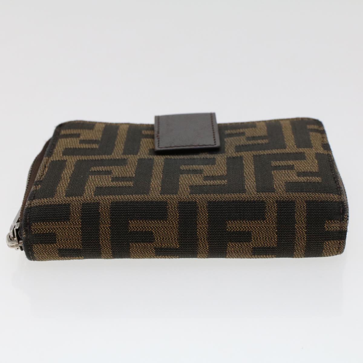 FENDI Zucca Canvas Wallet Black Brown Auth 45939