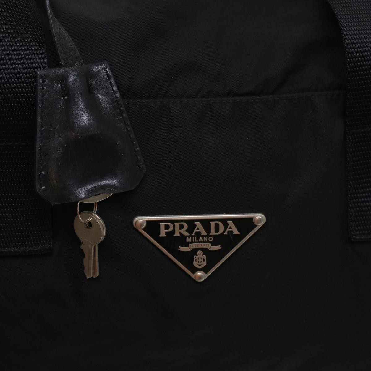 PRADA Boston Bag Nylon Black Auth 45942