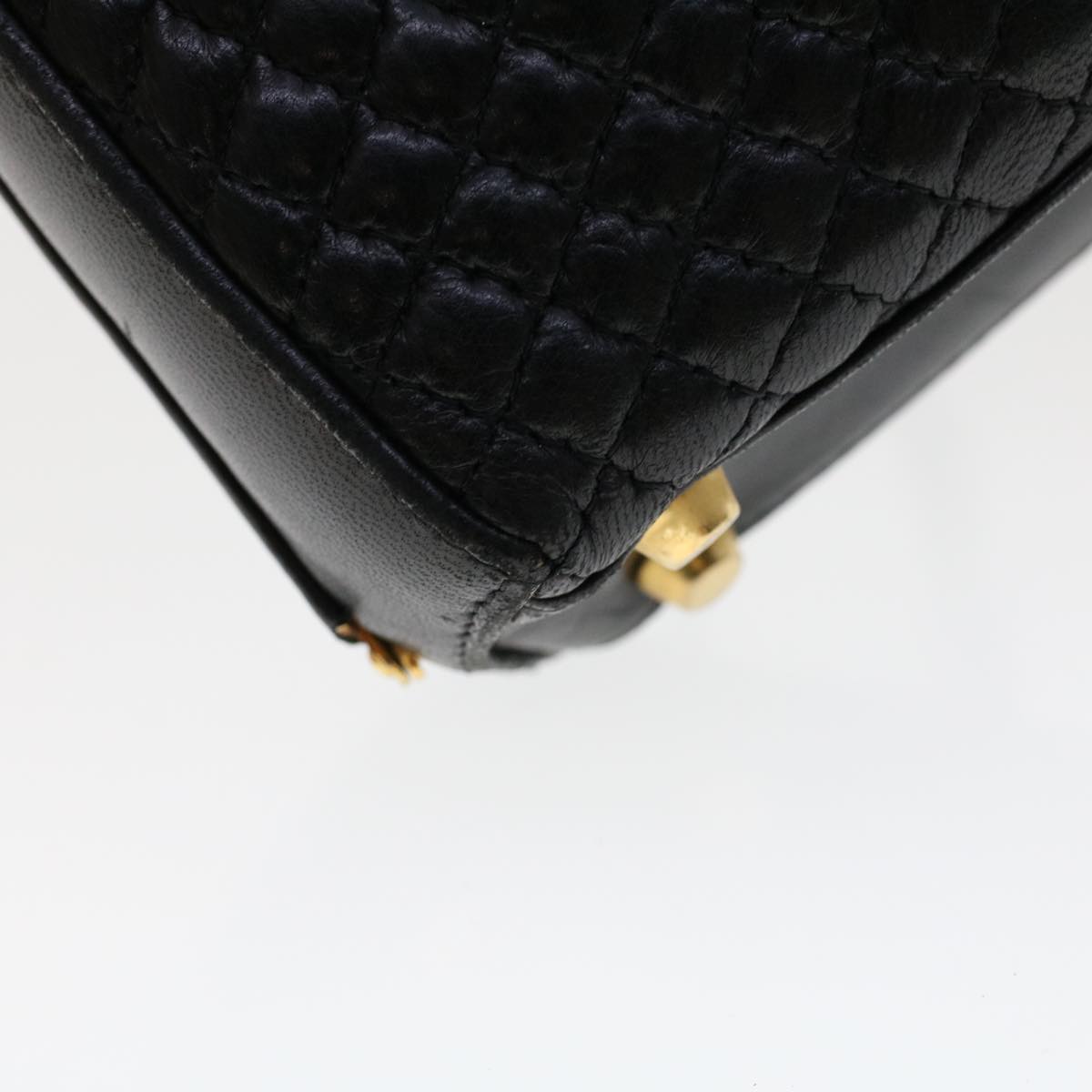 BALLY Quilted Chain Shoulder Bag Leather Black Auth 45950