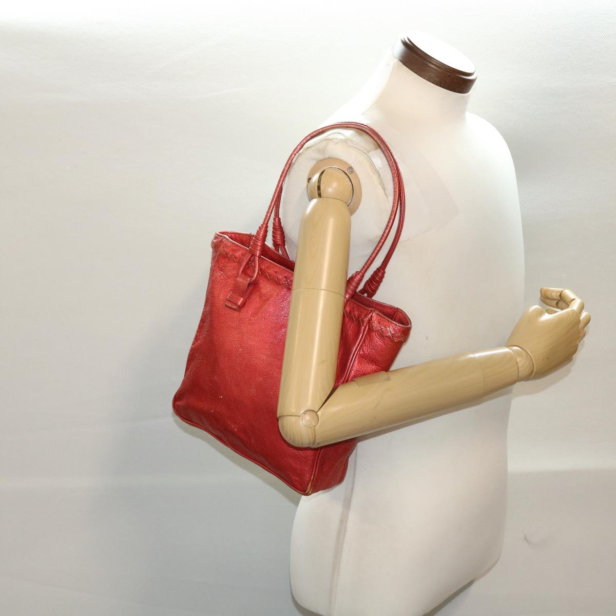 BOTTEGAVENETA Tote Bag Leather Red Auth 45955