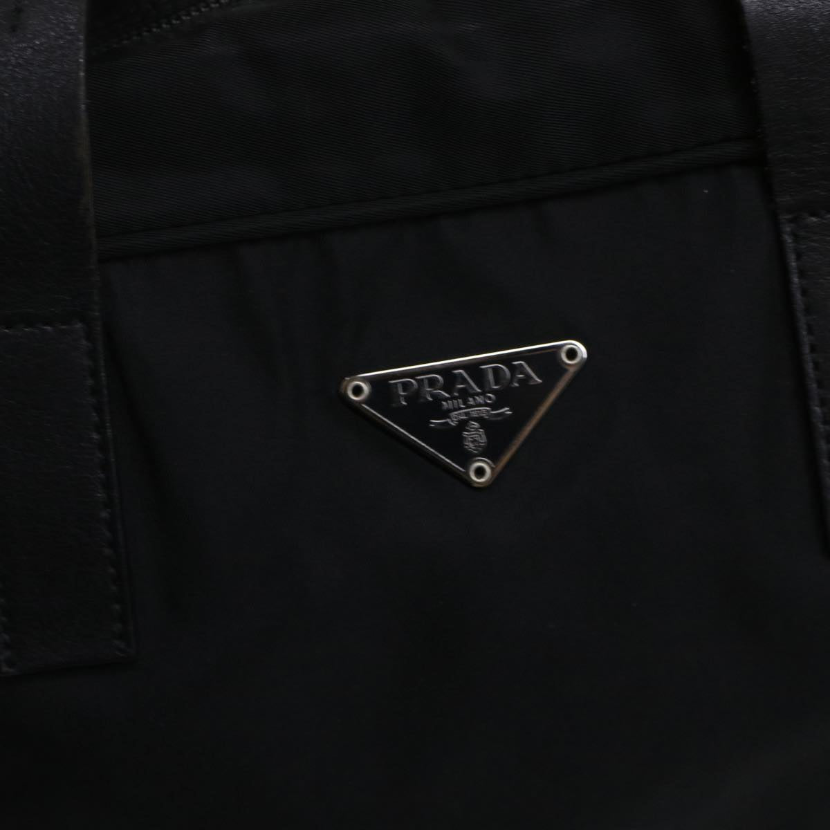 PRADA Hand Bag Nylon Black Auth 45963
