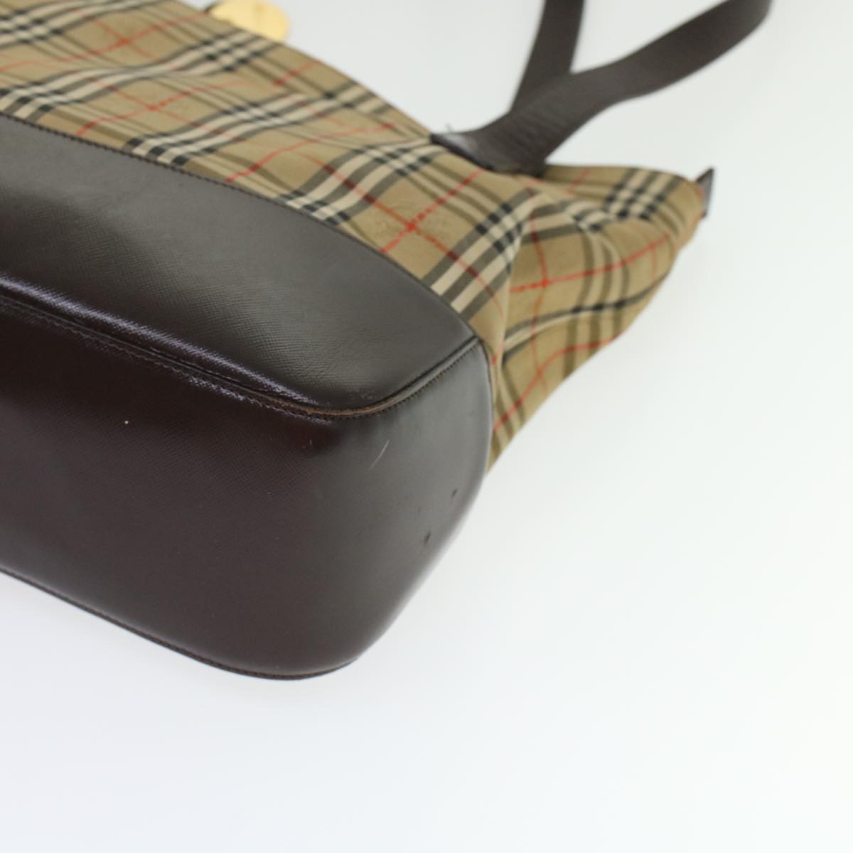 Burberrys Nova Check Shoulder Bag Nylon Leather Beige Auth 45965