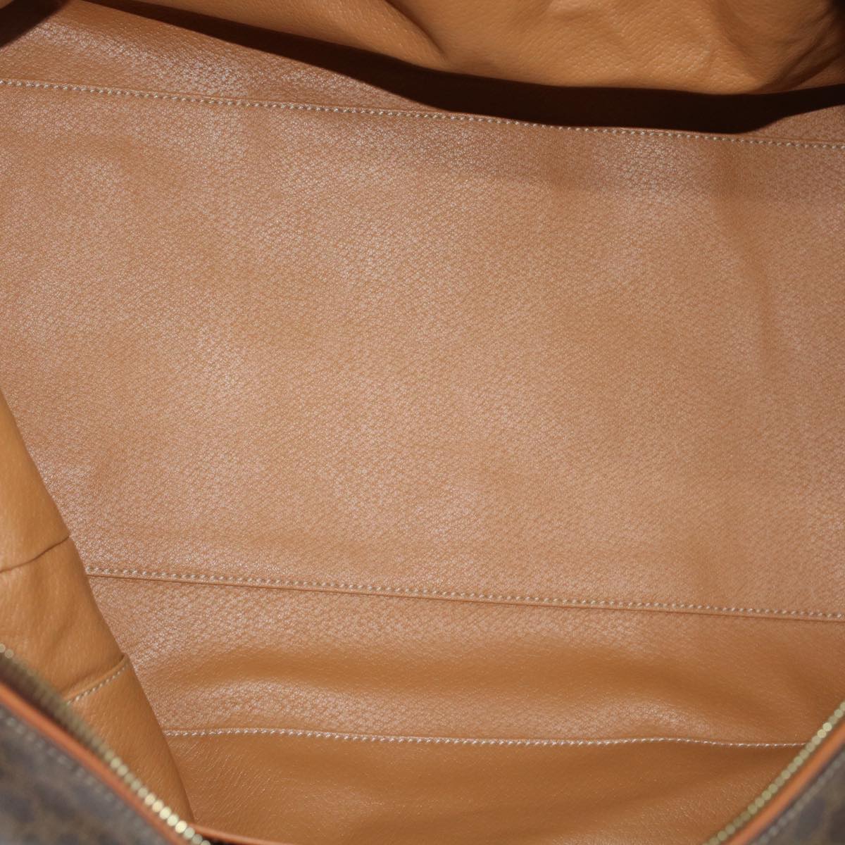 CELINE Macadam Canvas Boston Bag PVC Leather Brown Auth 45969