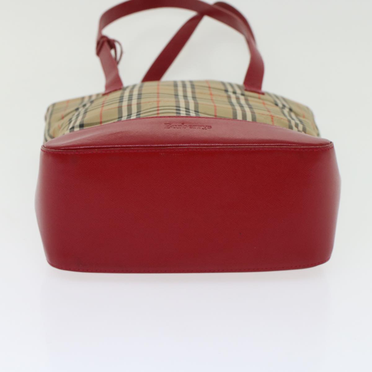 Burberrys Nova Check Shoulder Bag Nylon Leather Beige Red Auth 45970