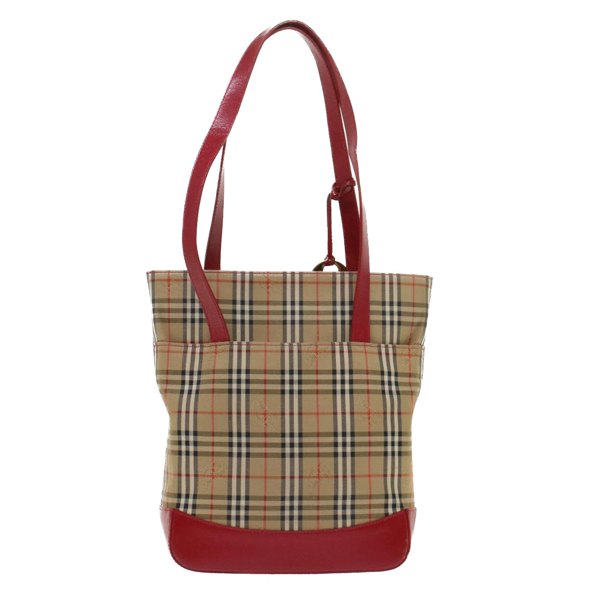 Burberrys Nova Check Shoulder Bag Nylon Leather Beige Red Auth 45970 - 0