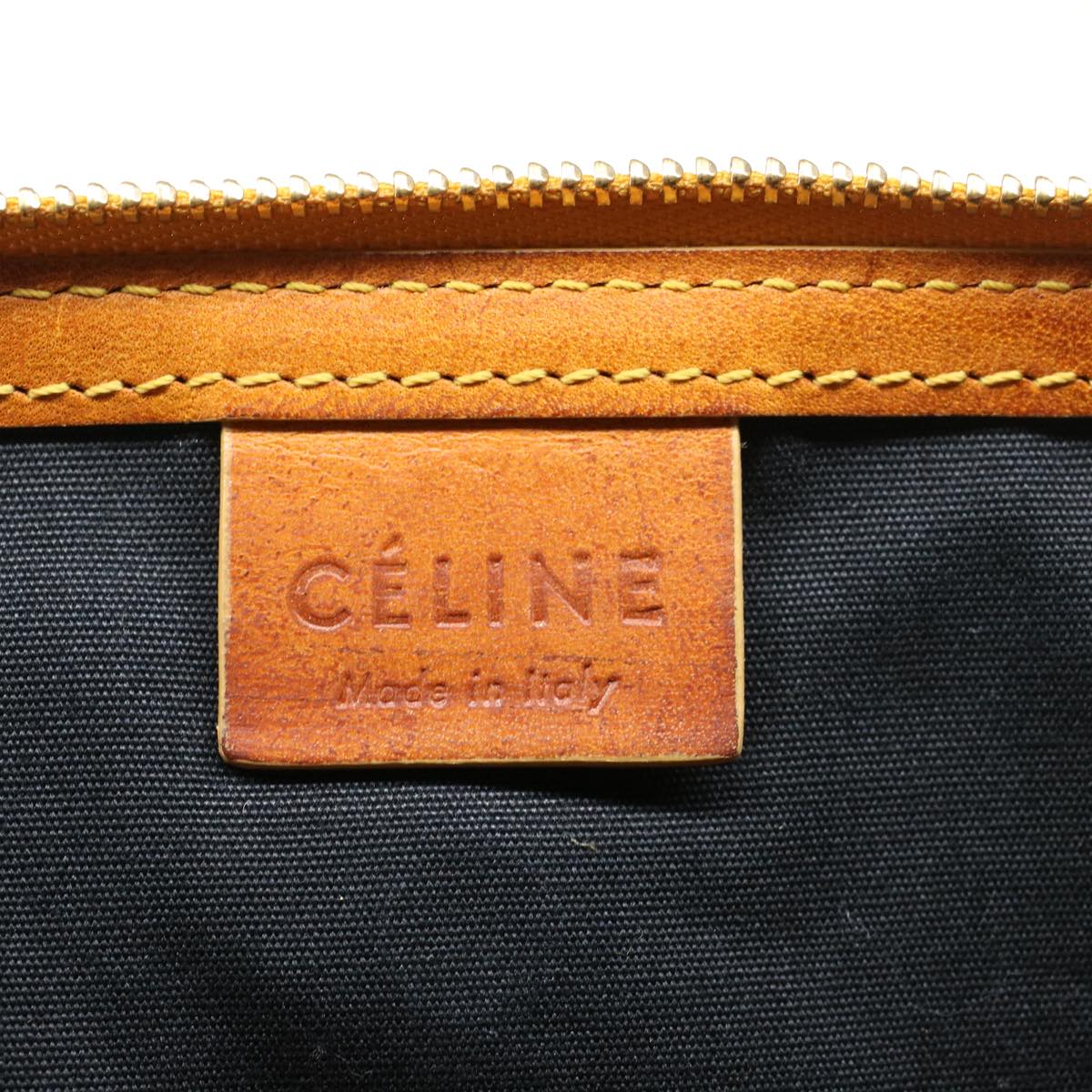 CELINE Paris Macadam Clutch Bag Canvas Leather Beige Brown Auth 45981