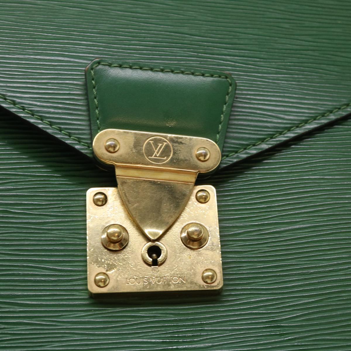 LOUIS VUITTON Epi Porte Documents Bandouliere Briefcase Green M54464 Auth 46011