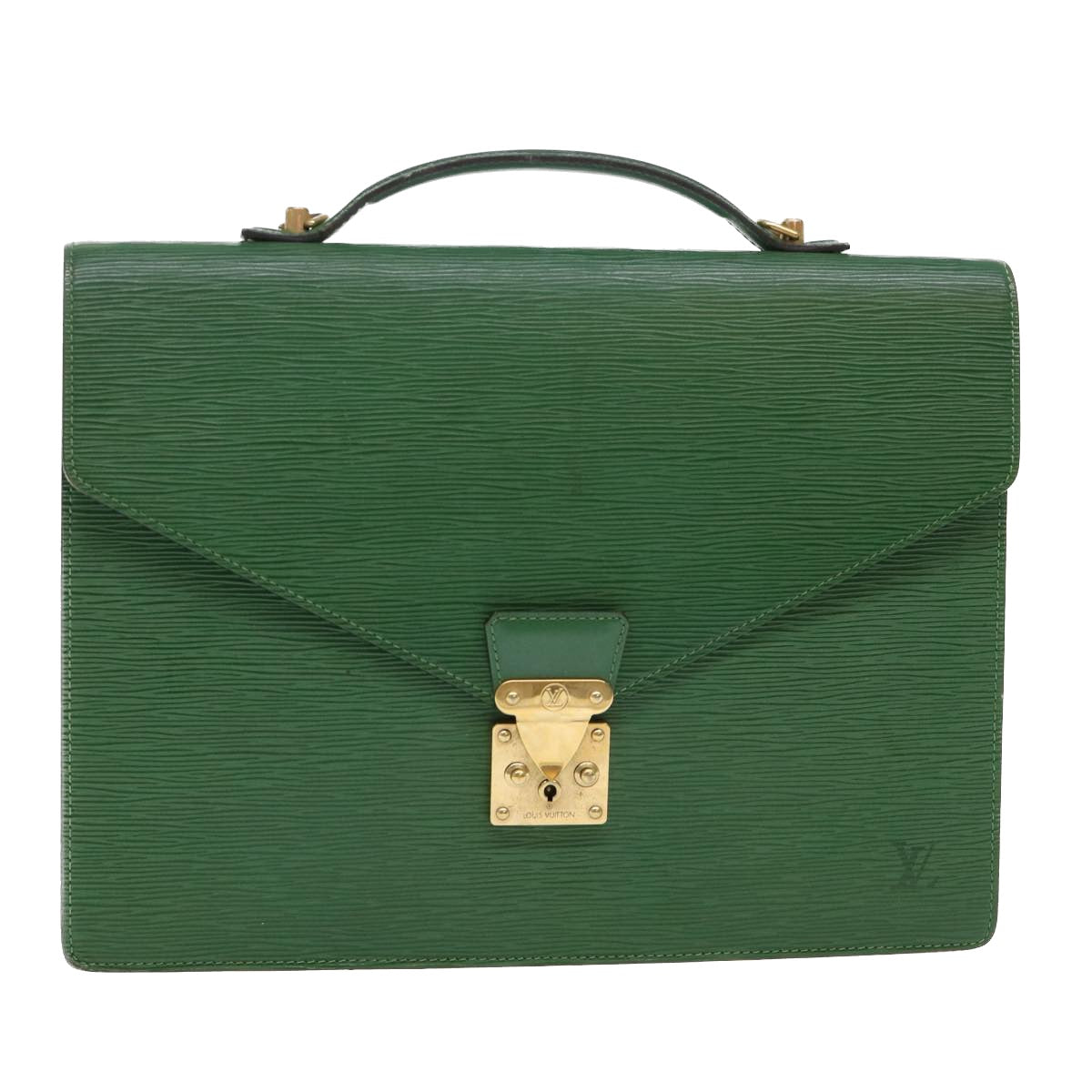 LOUIS VUITTON Epi Porte Documents Bandouliere Briefcase Green M54464 Auth 46011