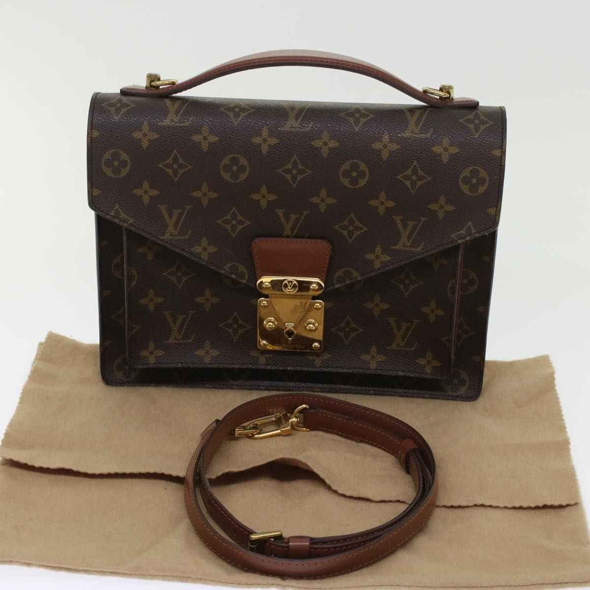 LOUIS VUITTON Monogram Monceau28 Hand Bag 2way M51185 LV Auth 46093