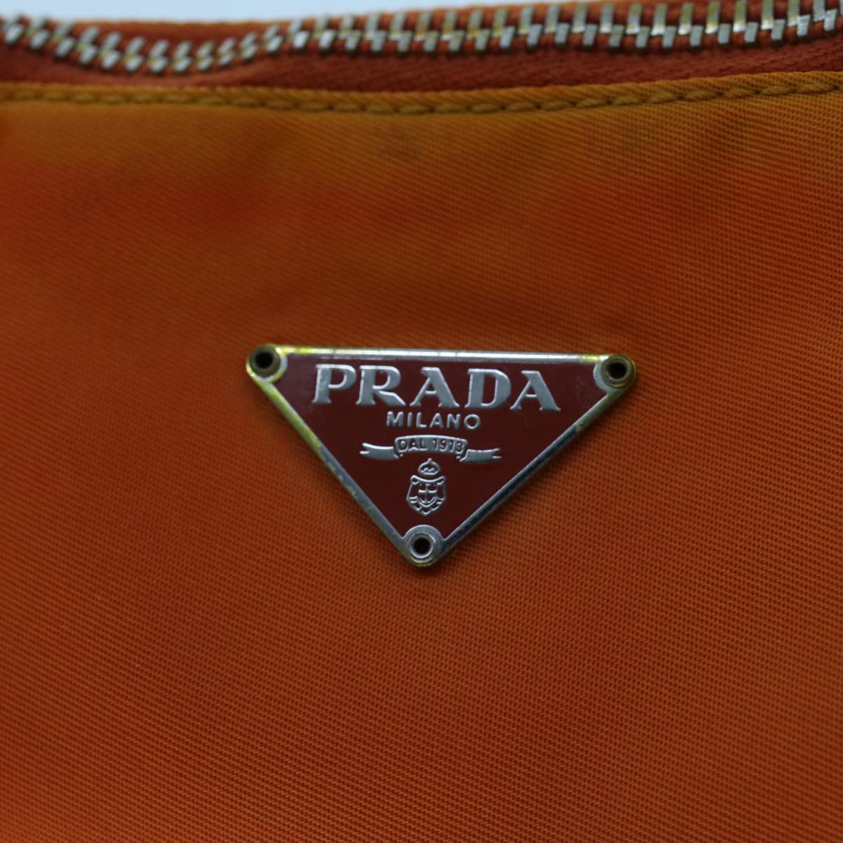 PRADA Accessory Pouch Nylon Orange Auth 46136