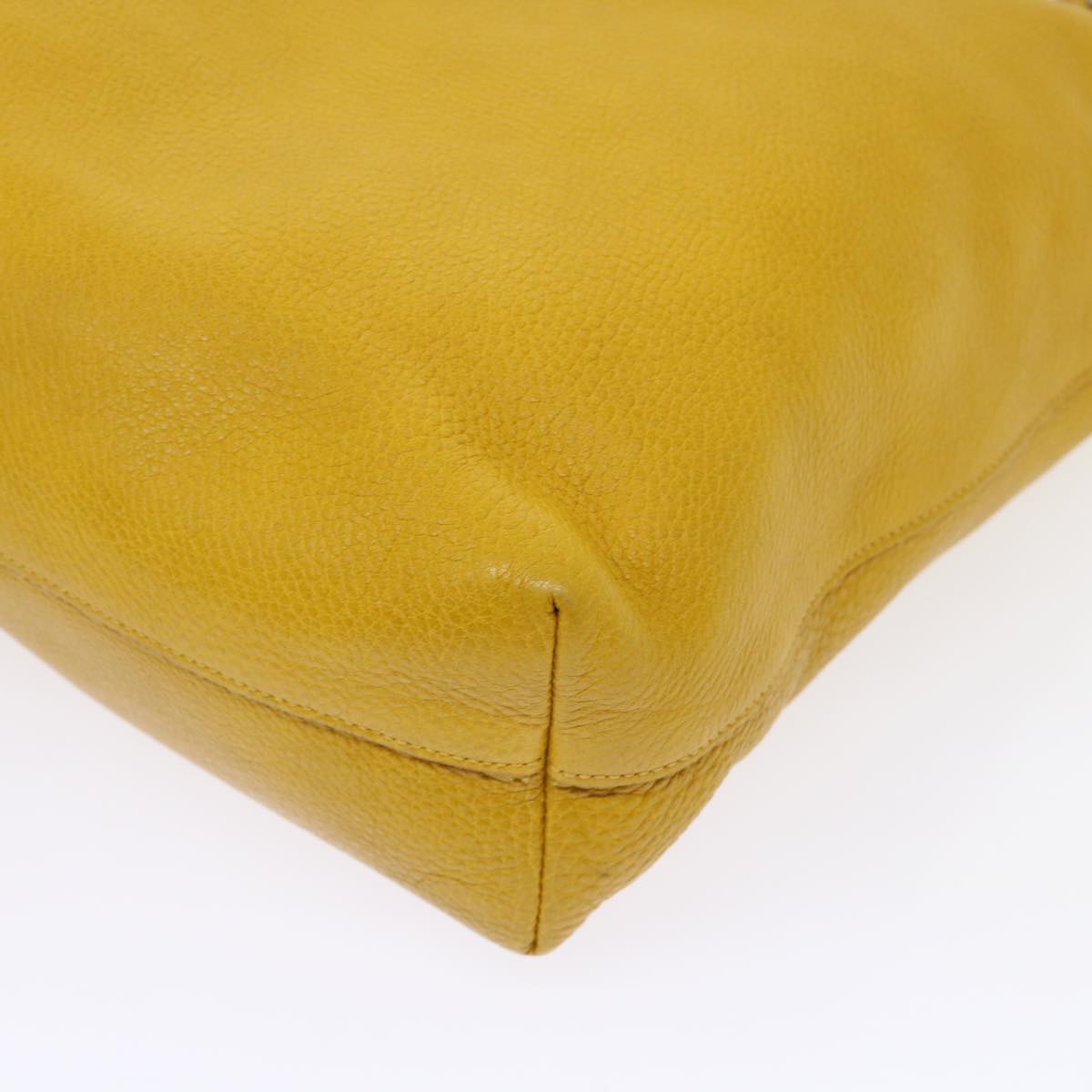 PRADA Shoulder Bag Leather 2way Yellow Auth 46149
