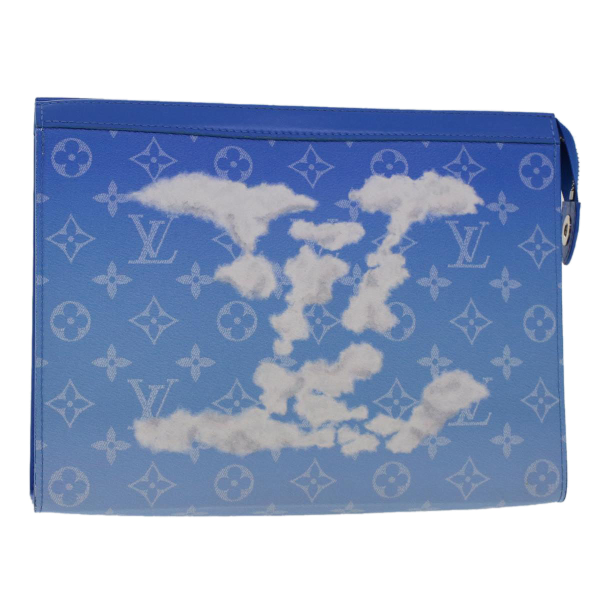 LOUIS VUITTON Monogram Clouds Pochette Voyage Clutch Bag Blue M45480 Auth 46151A