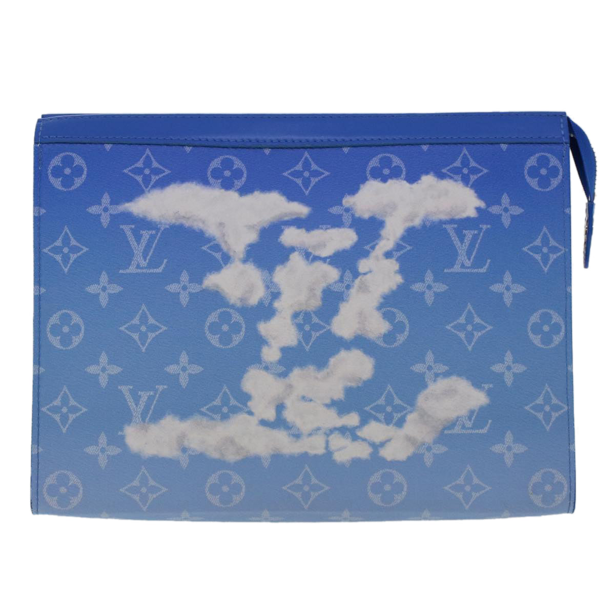 LOUIS VUITTON Monogram Clouds Pochette Voyage Clutch Bag Blue M45480 Auth 46151A