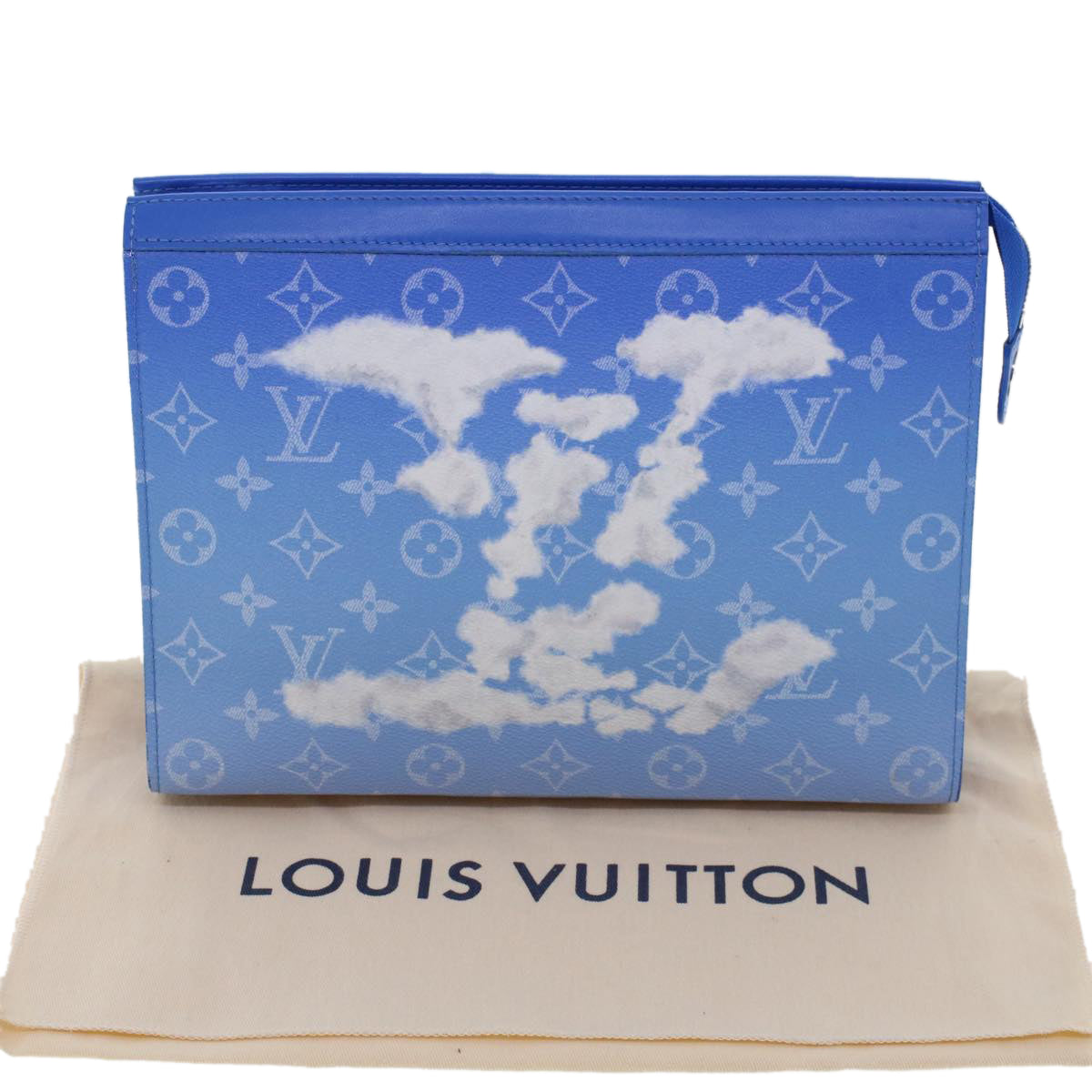 LOUIS VUITTON Monogram Clouds Pochette Voyage Clutch Bag Blue M45480 Auth 46151A