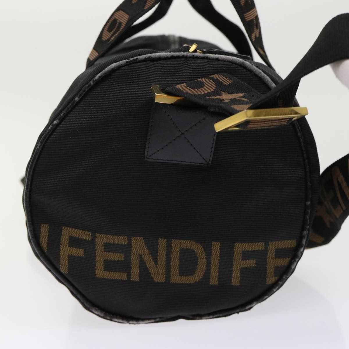 FENDI Boston Bag Nylon 2way Black Auth 46161