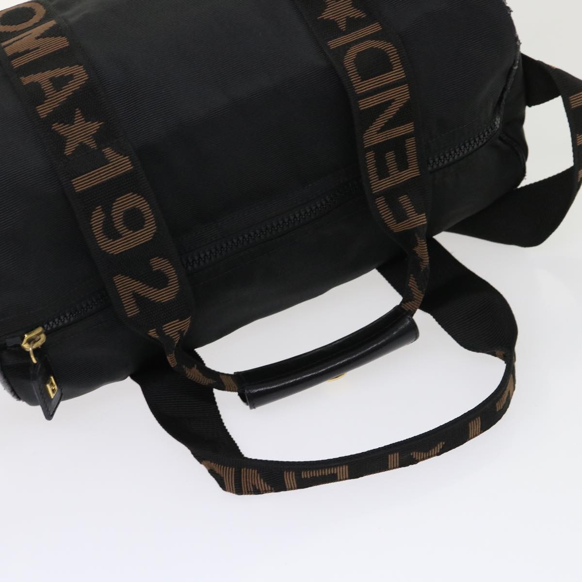 FENDI Boston Bag Nylon 2way Black Auth 46161