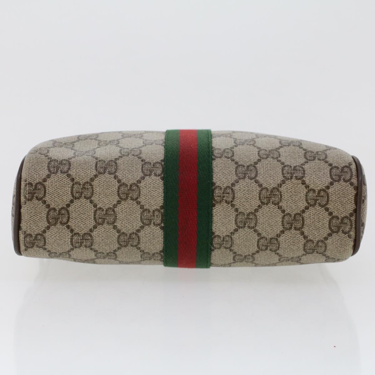 GUCCI GG Canvas Web Sherry Line Clutch Bag Beige Red 89•01•012 Auth 46162