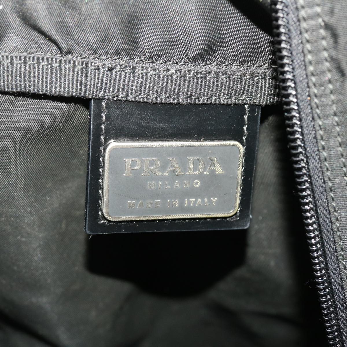 PRADA Boston Bag Nylon Black Auth 46163