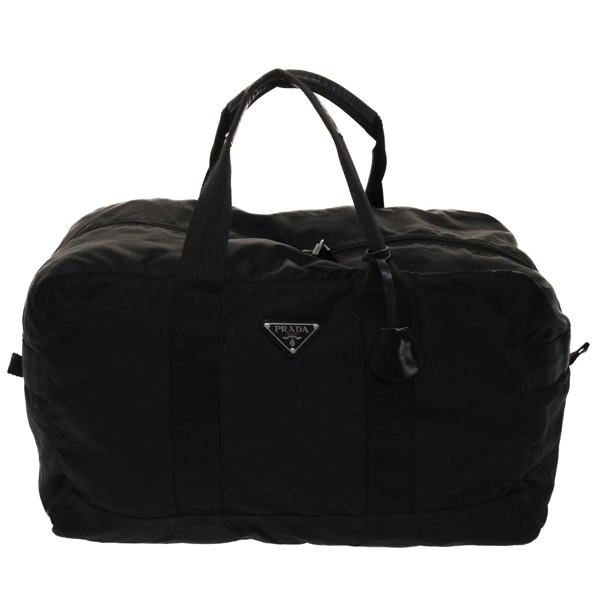 PRADA Boston Bag Nylon Black Auth 46163