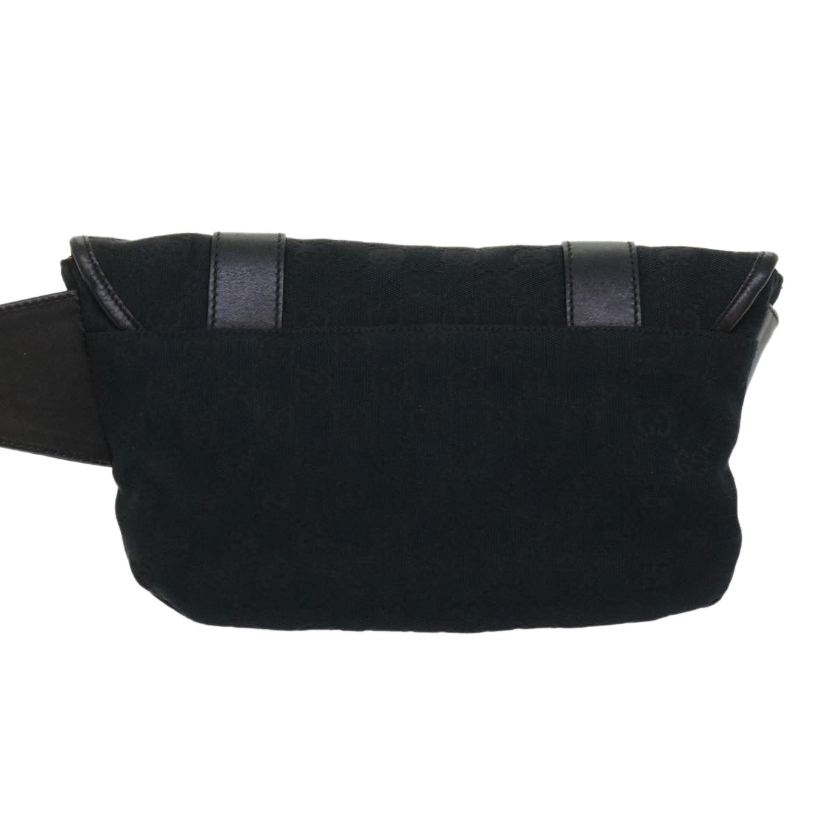 GUCCI GG Canvas Waist bag Leather Black 145851 Auth 46164 - 0