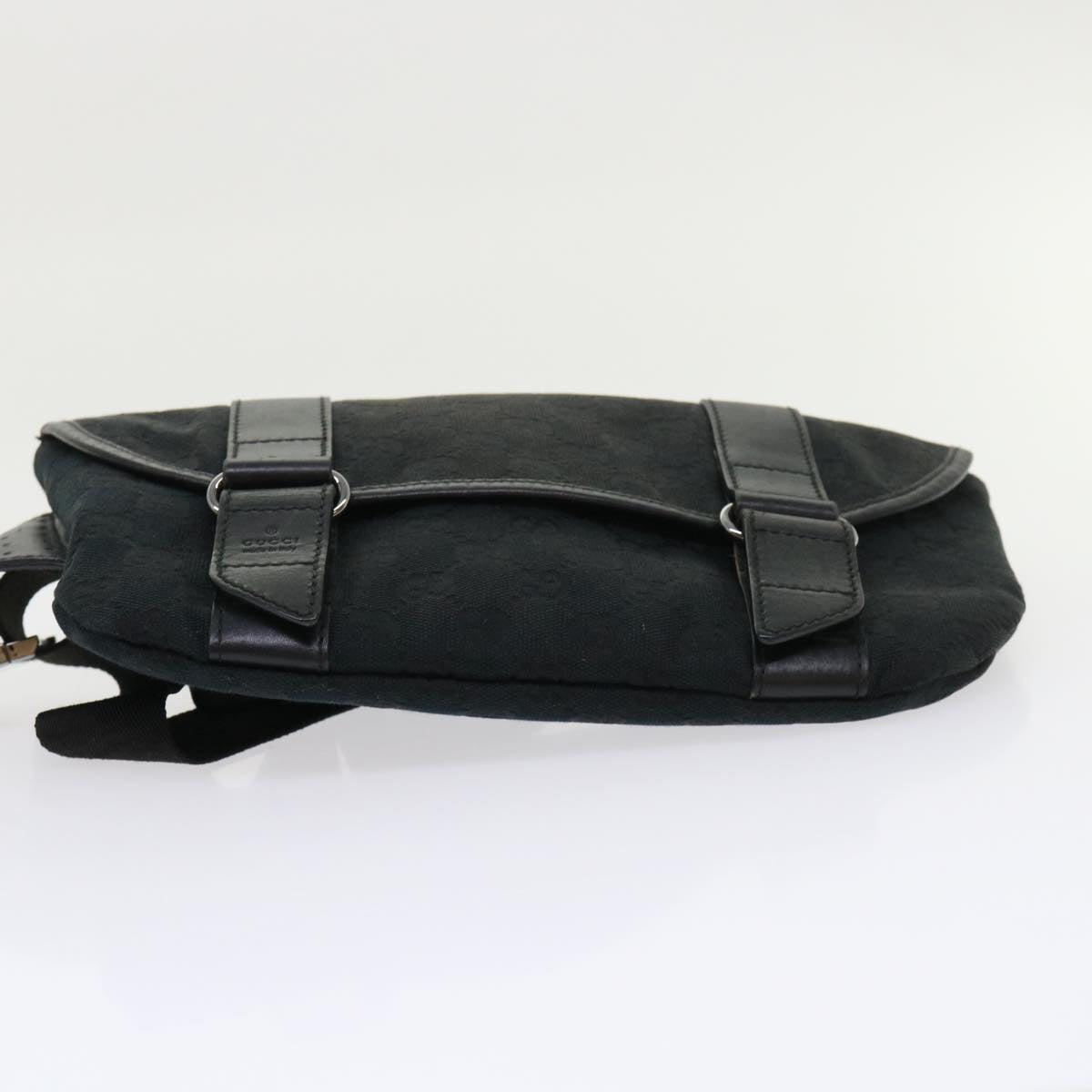 GUCCI GG Canvas Waist bag Leather Black 145851 Auth 46164