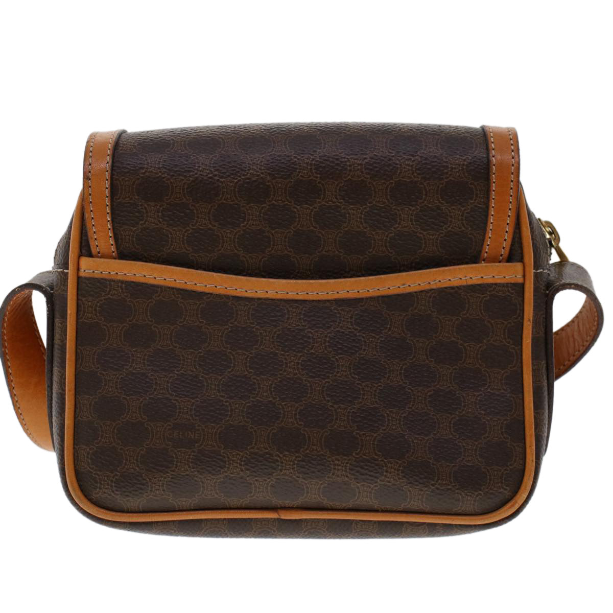 CELINE Macadam Canvas Shoulder Bag PVC Leather Brown Auth 46305 - 0
