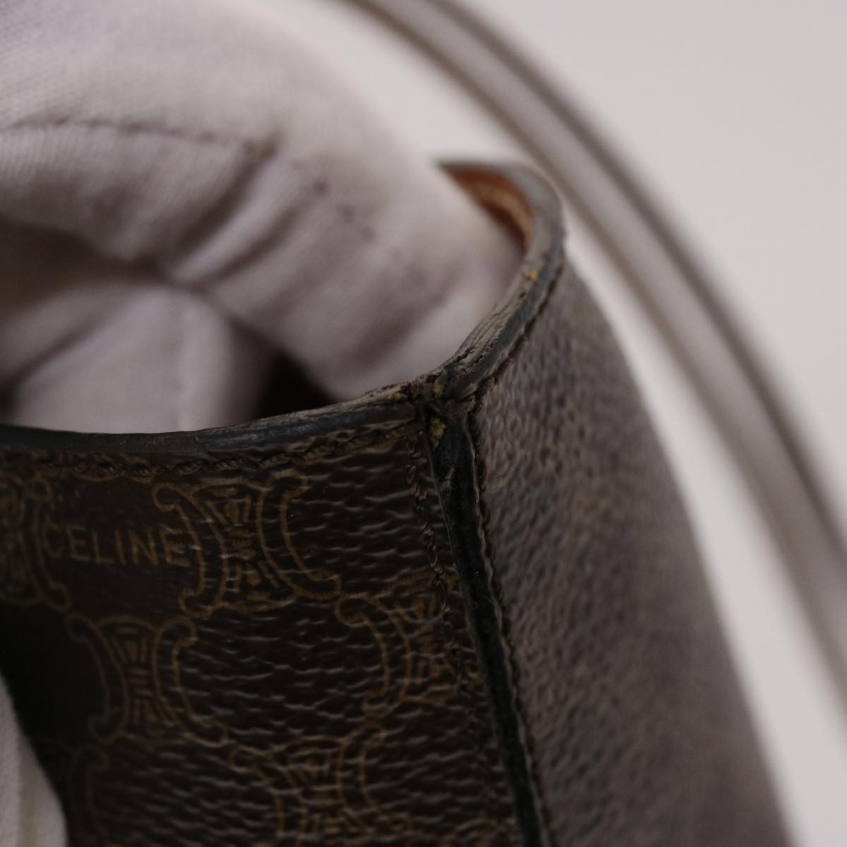 CELINE Macadam Canvas Hand Bag PVC Leather Brown Auth 46307