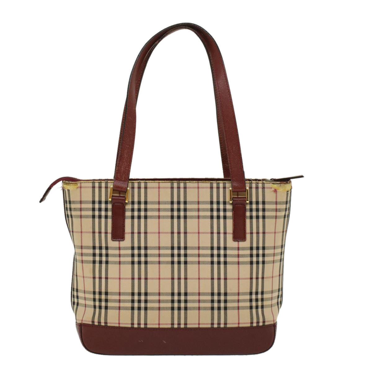 BURBERRY Nova Check Hand Bag Nylon Leather Beige Auth 46310